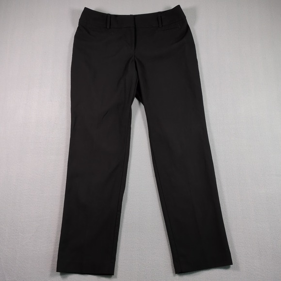LOFT Women's Sz 8 Curvy Fit Black Straight Leg Dress Pants Flat Front - Picture 1 of 6